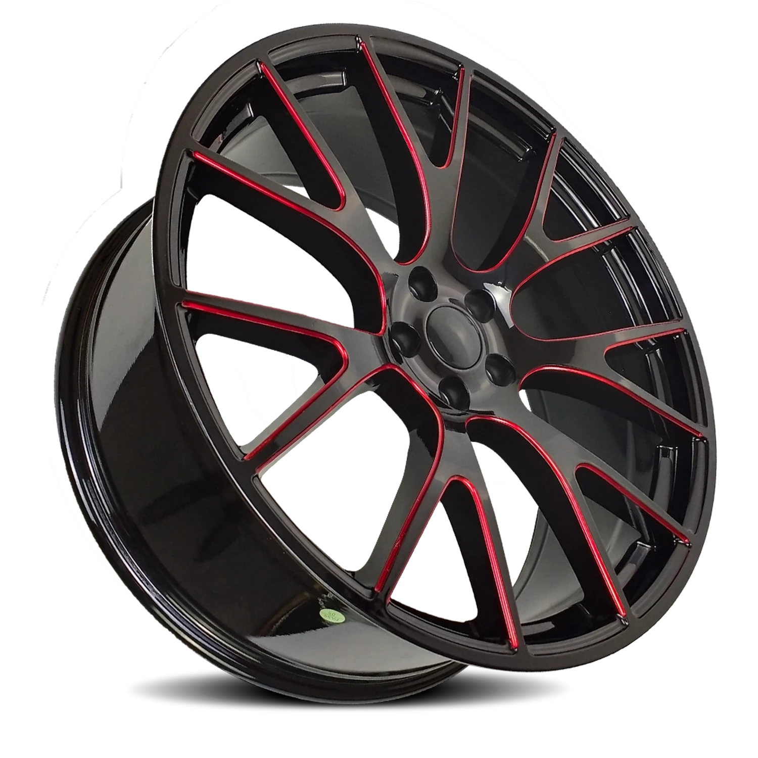 Revenge OE Designs RS-15 22x9" 5x115mm 71.5mm CB +21mm Gloss Black Red Milled