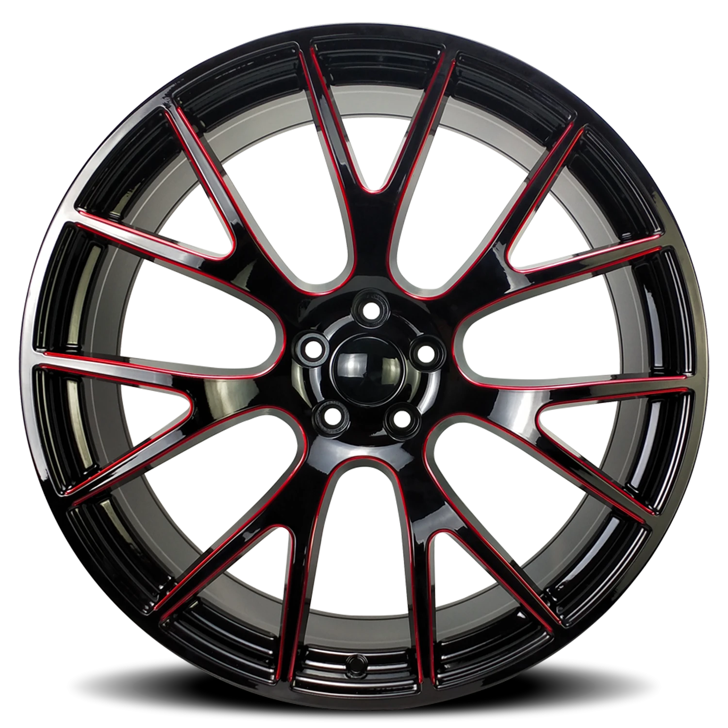 Revenge OE Designs RS-15 22x9" 5x115mm 71.5mm CB +21mm Gloss Black Red Milled
