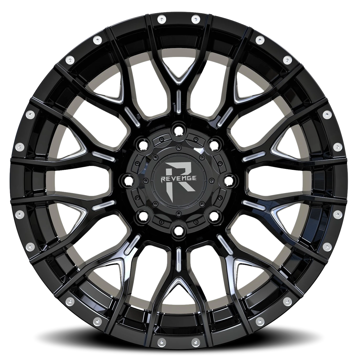 Revenge Offroad RV201 20x10" 8x165.1mm 125.2mm CB -19mm Black Milled