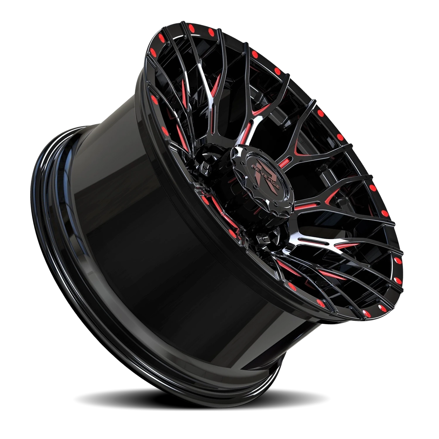 Revenge Offroad RV201 20x9" 6x135mm 108mm CB 0mm Black Red Milled