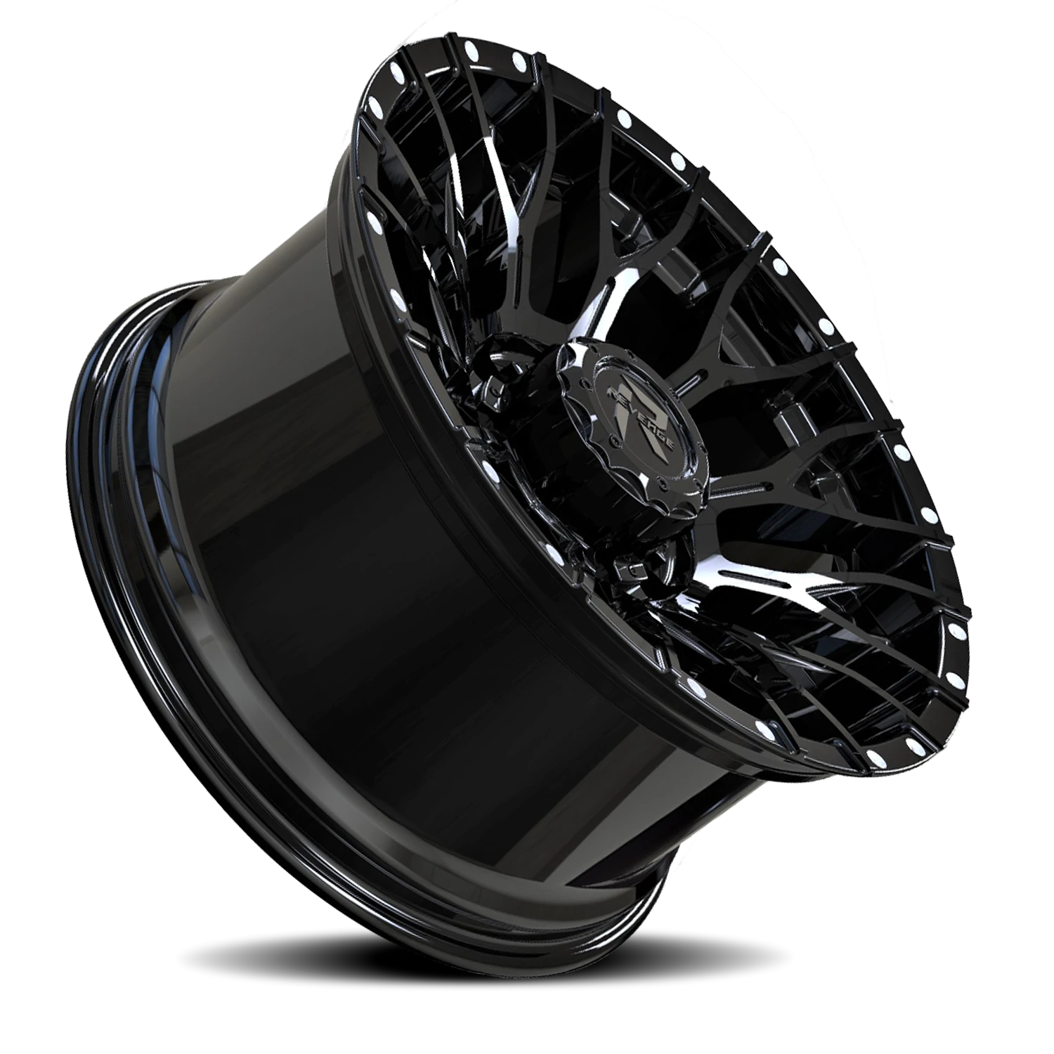 Revenge Offroad RV201 22x12" 8x165.1mm 125.2mm CB -44mm Satin Black Rivets