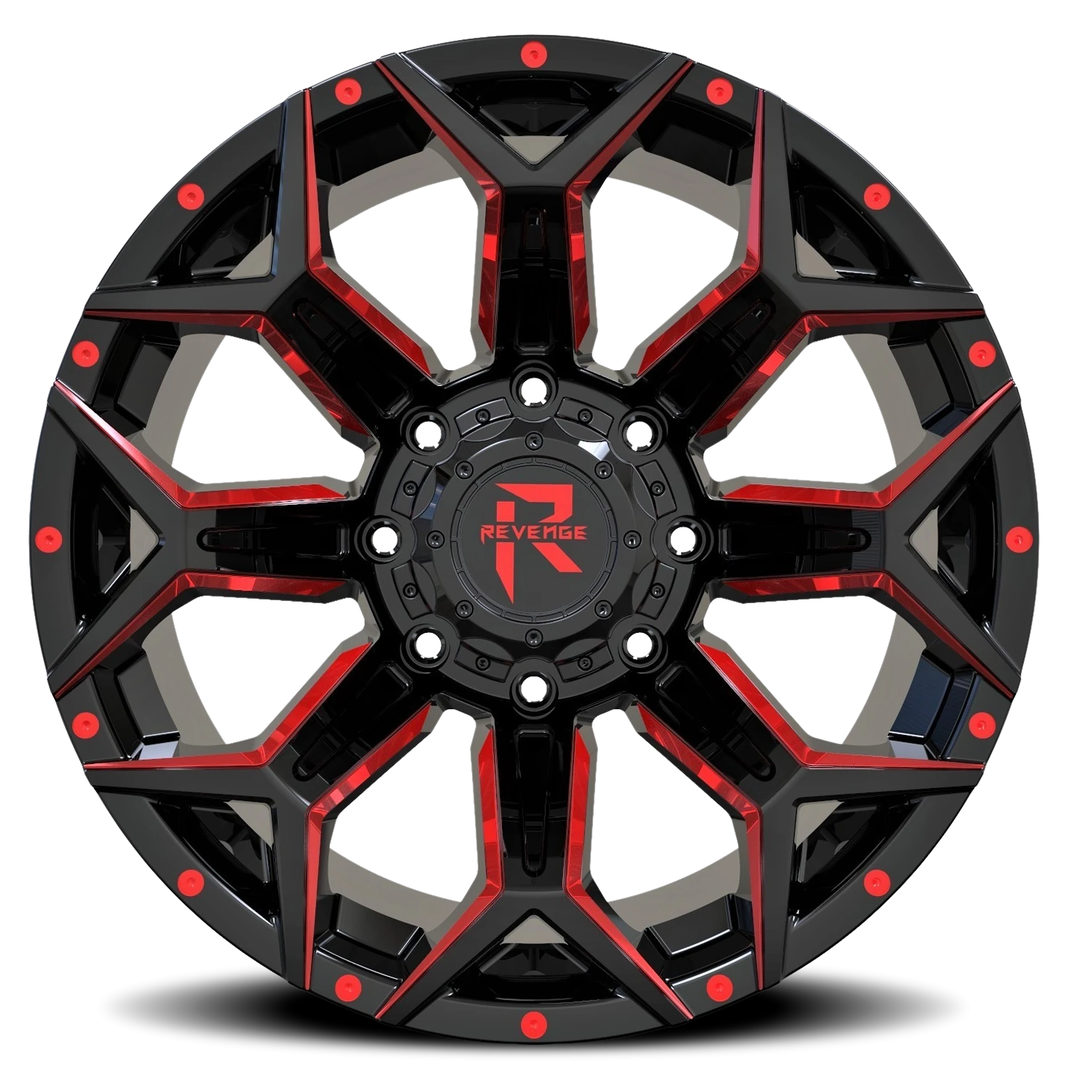 Revenge Offroad RV202 20x10" 6x135mm 108mm CB -19mm Black Red Milled