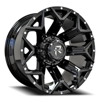 Revenge Offroad RV202 20x10" 6x135mm 108mm CB -19mm Gloss Black Rivets