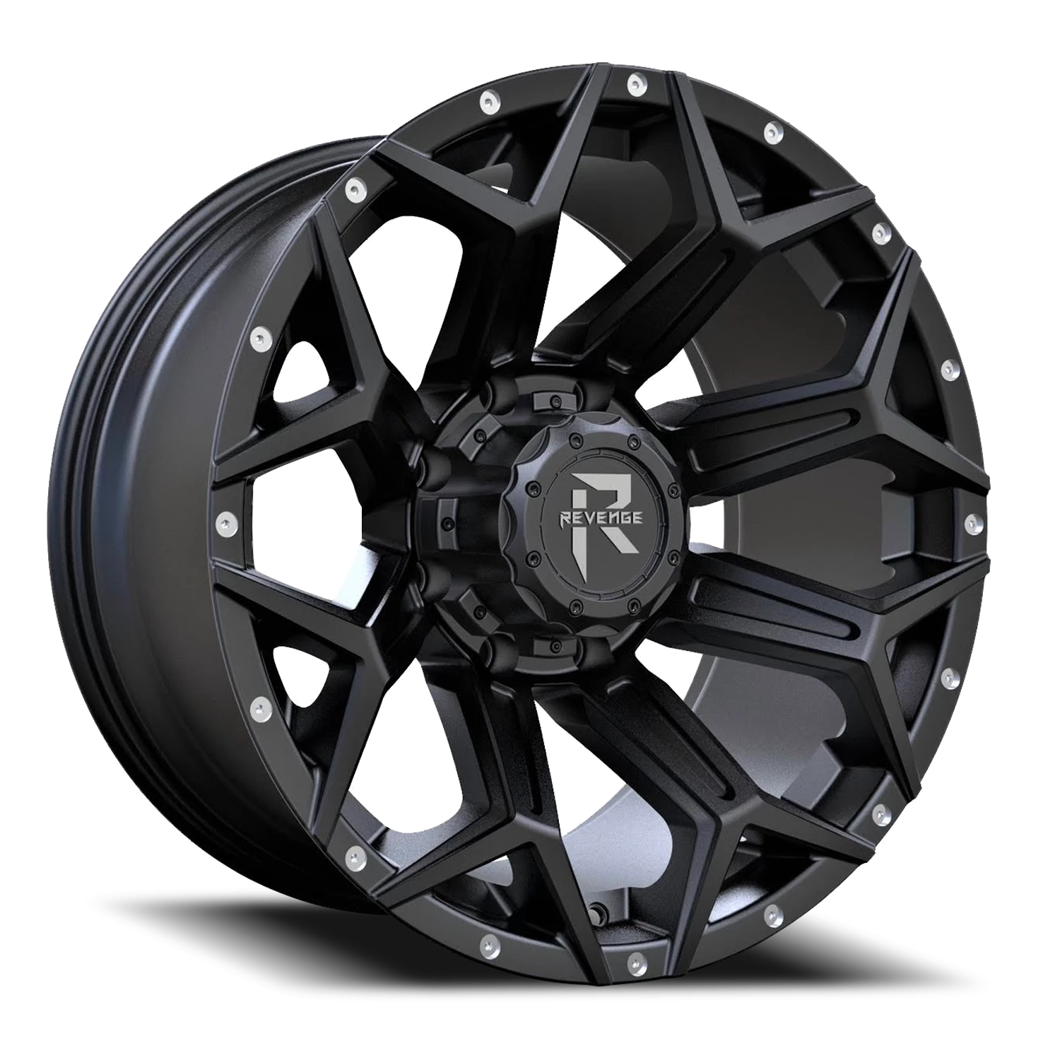 Revenge Offroad RV202 20x10" 8x170mm 125.2mm CB -19mm Satin Black Rivets