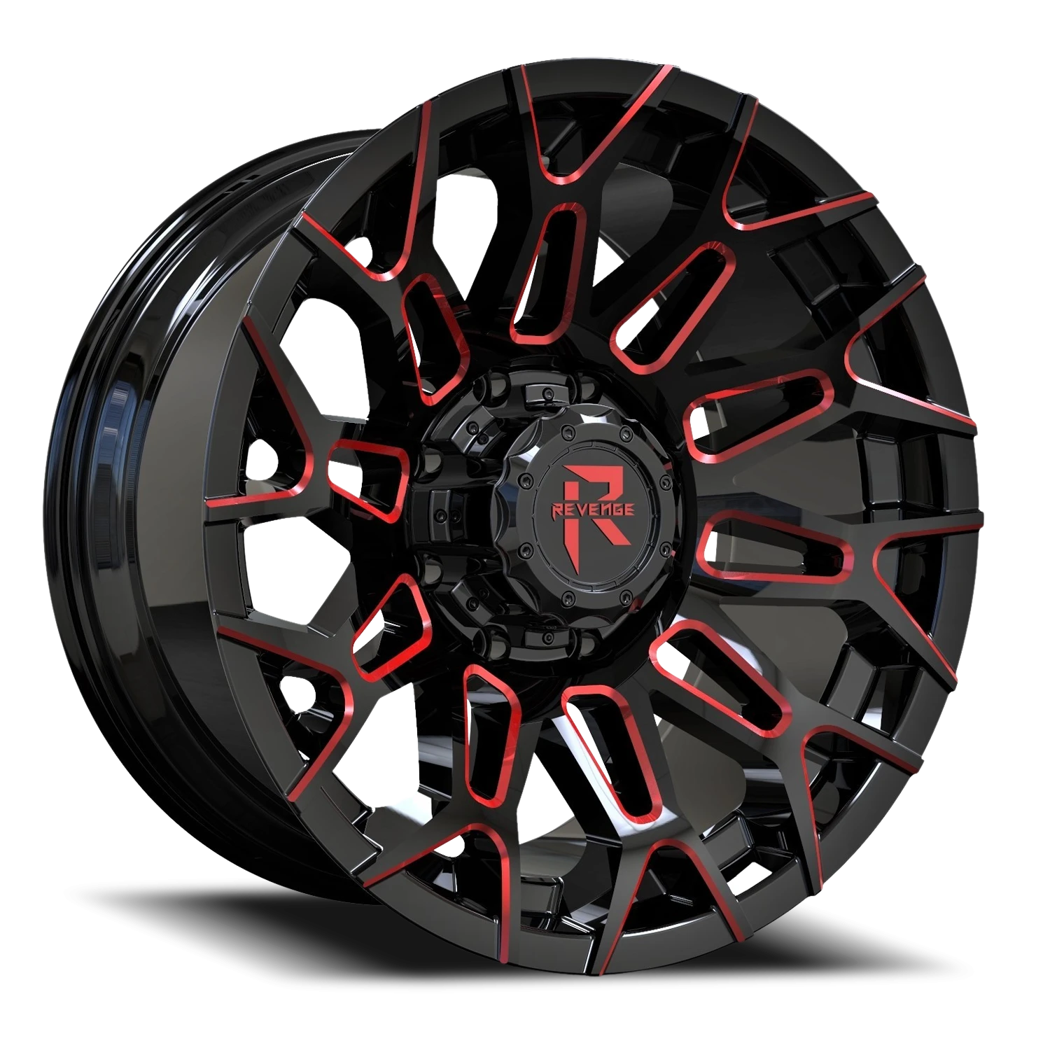 Revenge Offroad RV203 20x10" 8x170mm 125.2mm CB -19mm Black Red Milled
