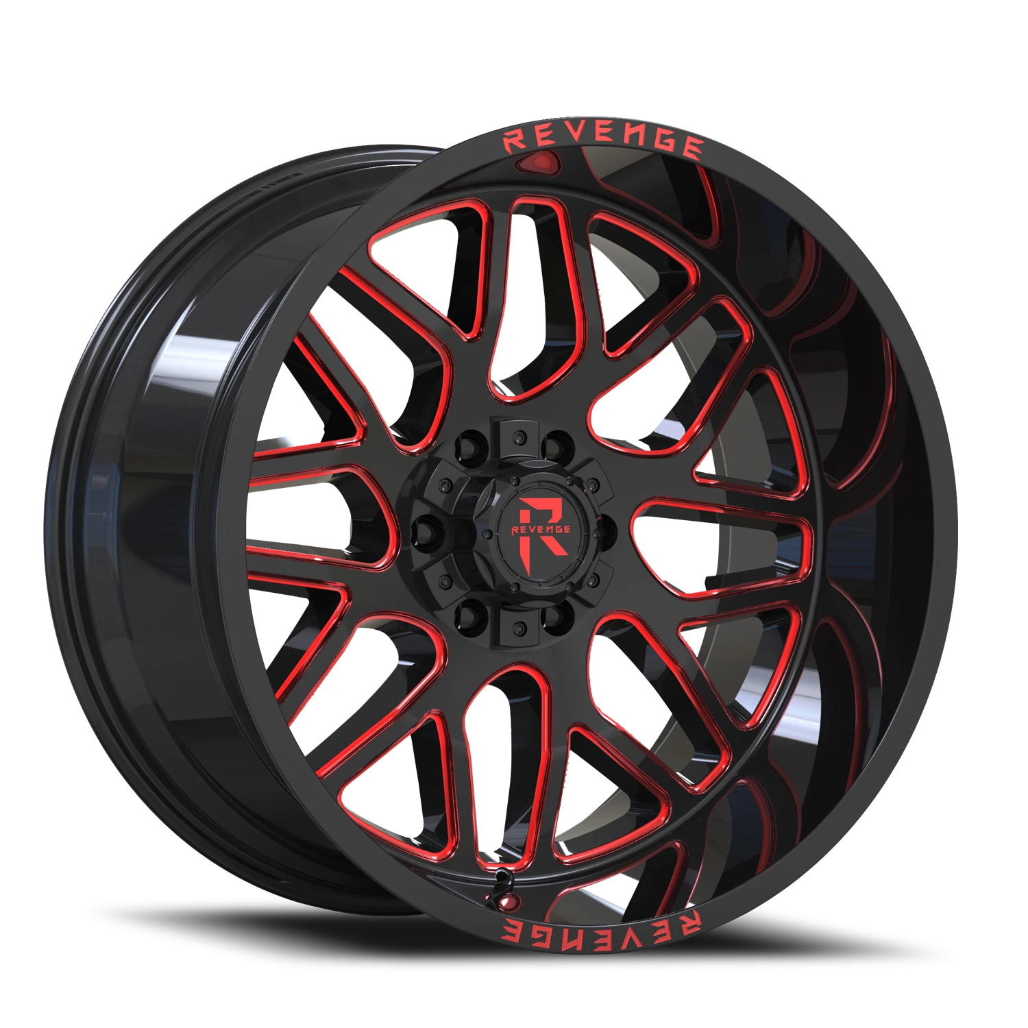 Revenge Offroad RV206 22x12" 8x165.1mm 125.2mm CB -44mm Black Red Milled