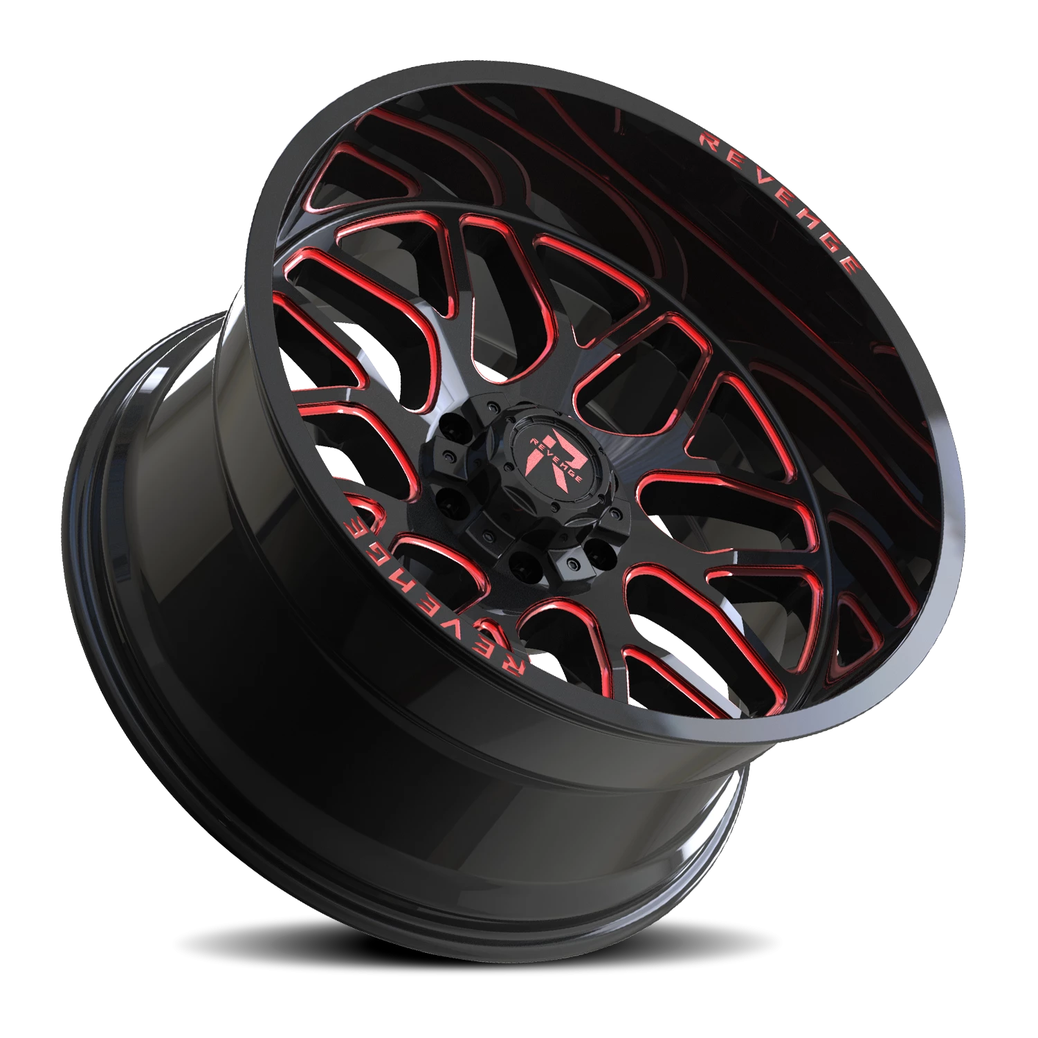 Revenge Offroad RV206 22x12" 8x165.1mm 125.2mm CB -44mm Black Red Milled