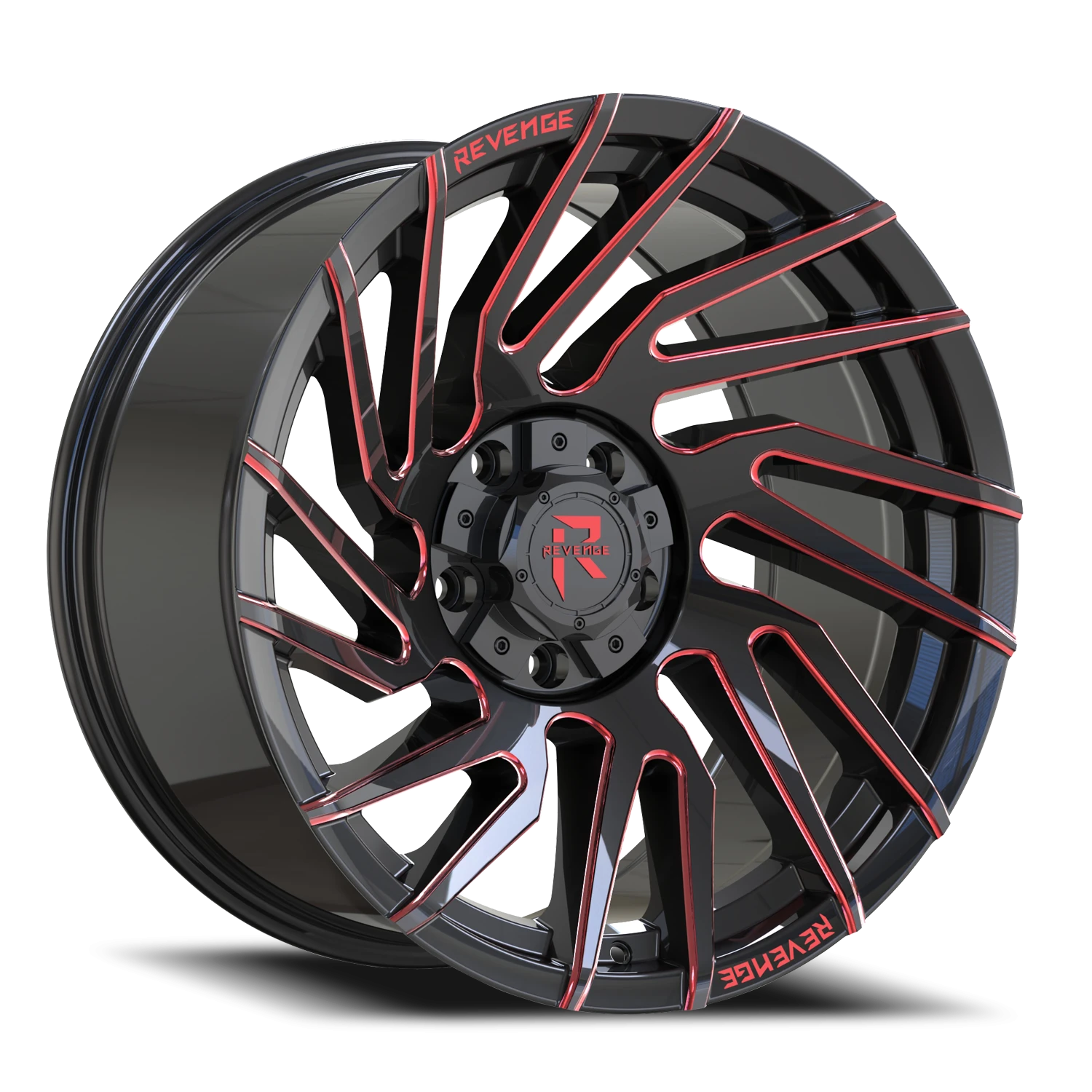 Revenge Offroad RV207 22x10" 5x127mm 87.1mm CB -19mm Black Red Milled