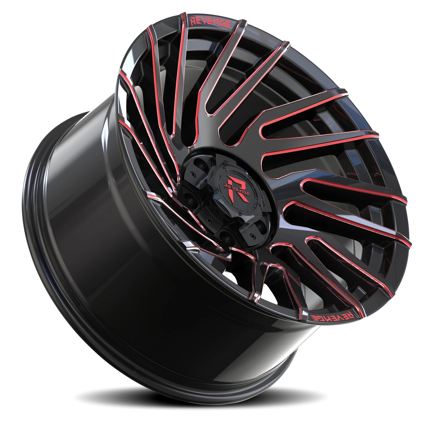 Revenge Offroad RV207 24x10" 5x127mm 87.1mm CB -19mm Black Red Milled