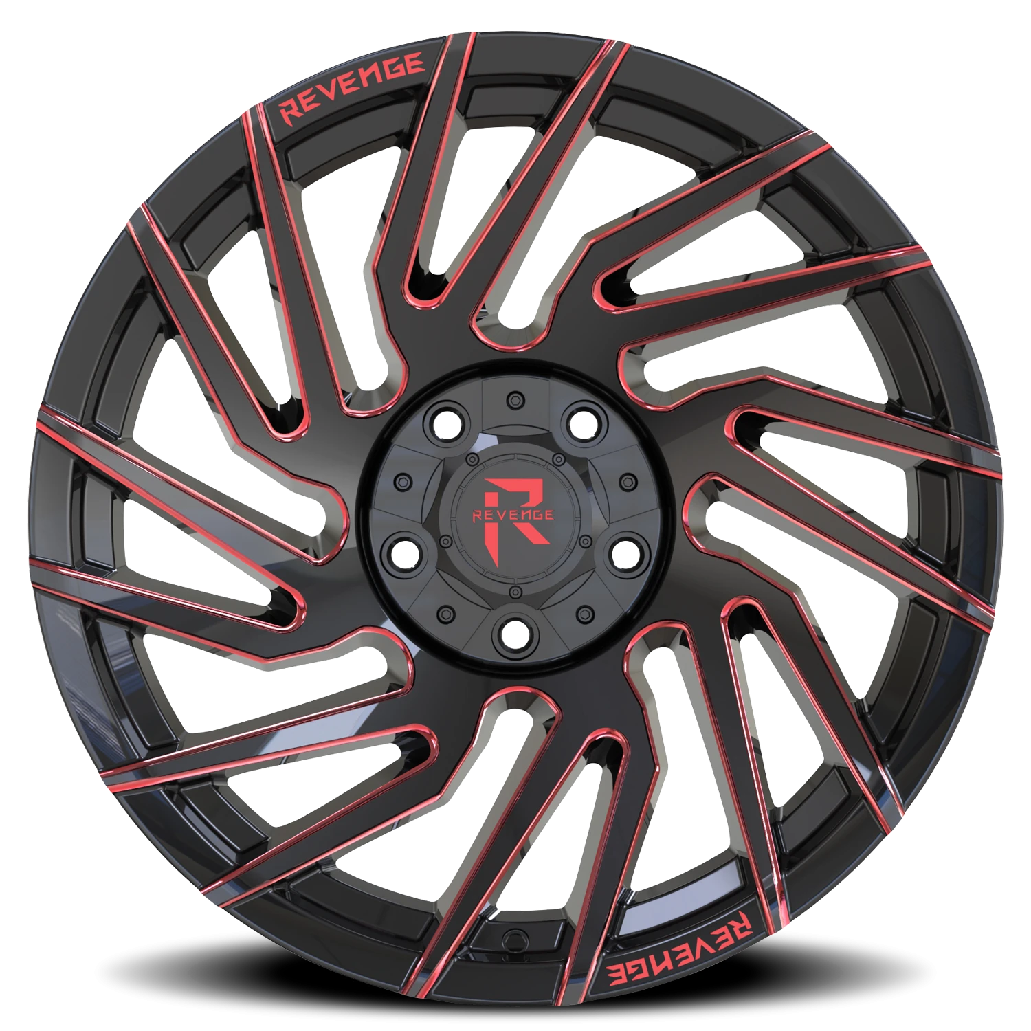 Revenge Offroad RV207 20x10" 5x127mm 87.1mm CB -19mm Black Red Milled