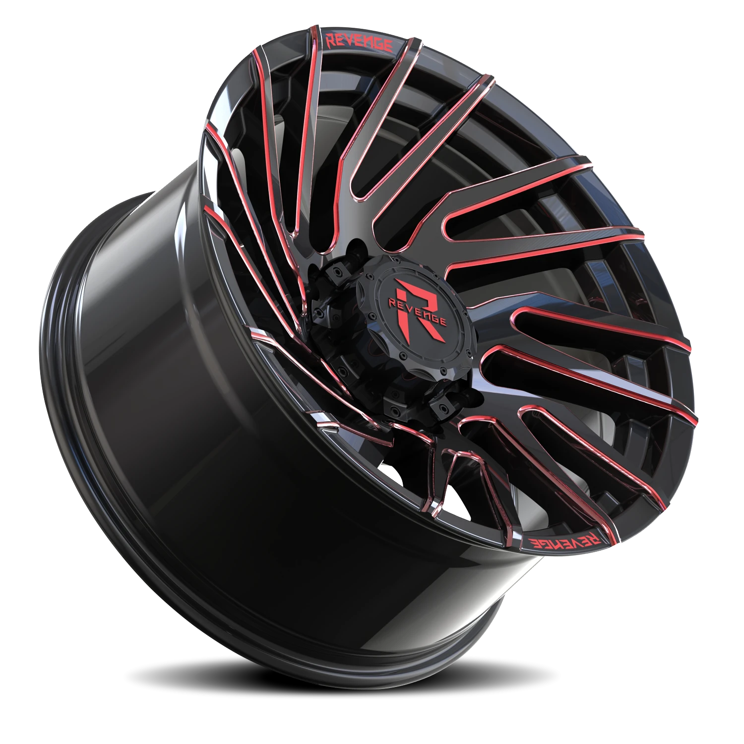 Revenge Offroad RV207 20x10" 8x165.1mm 125.2mm CB -19mm Black Red Milled