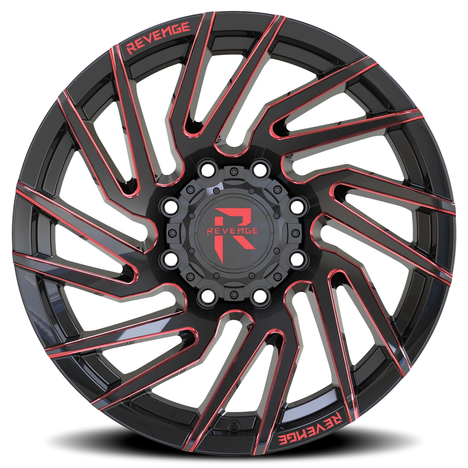 Revenge Offroad RV207 20x10" 8x165.1mm 125.2mm CB -19mm Black Red Milled