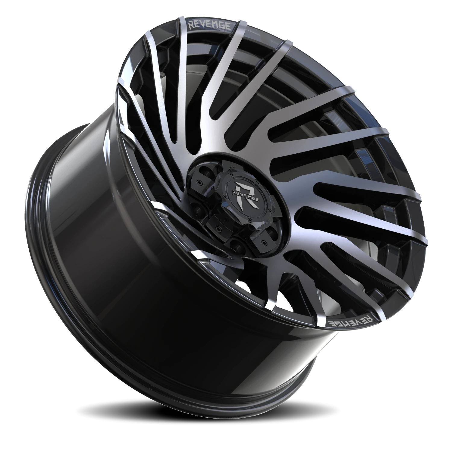 Revenge Offroad RV207 20x10" 5x127mm 87.1mm CB -19mm Gloss Black Machined Titanium Double Dark Tint