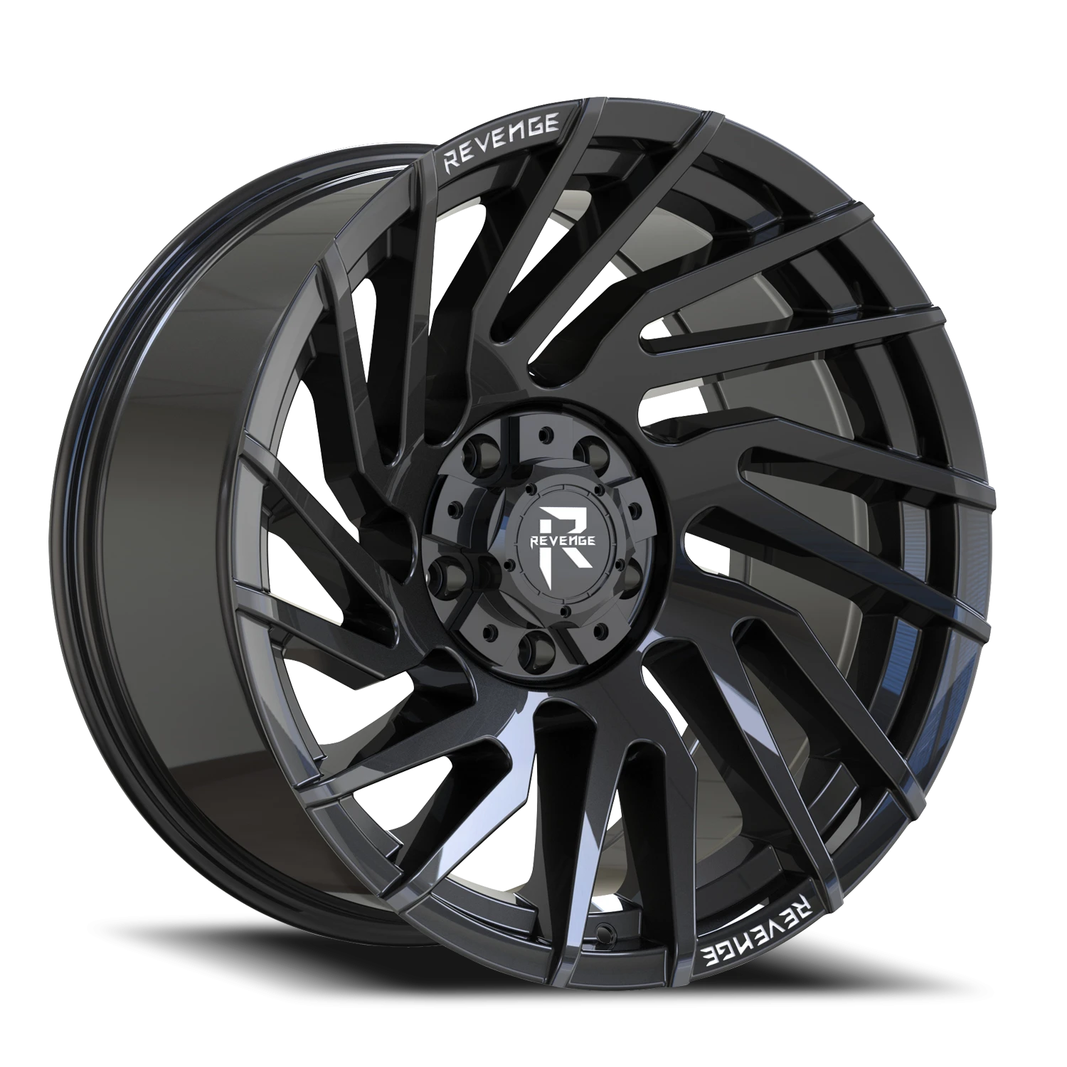Revenge Offroad RV207 20x9" 5x127mm 87.1mm CB 0mm Gloss Black Rivets