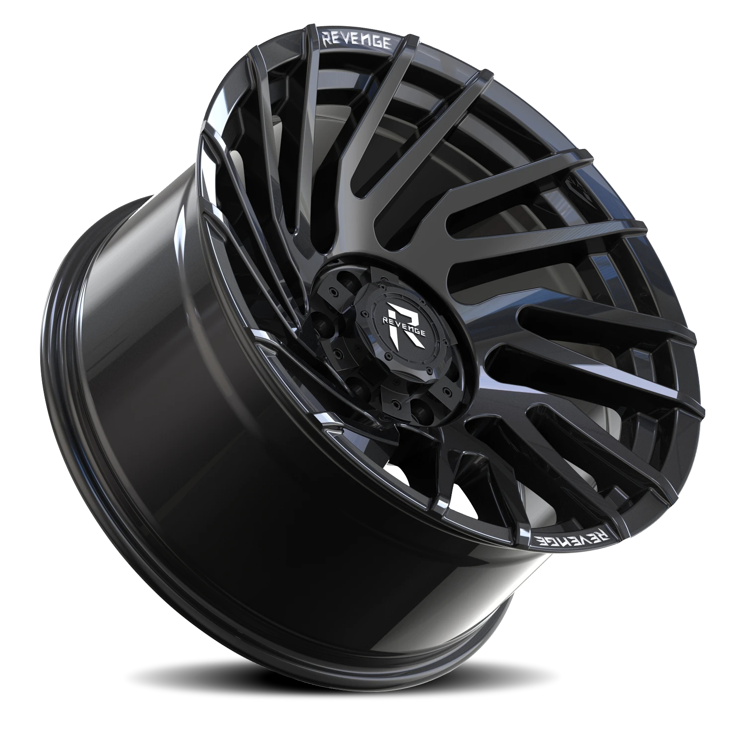 Revenge Offroad RV207 22x10" 6x135mm 106.1mm CB -19mm Gloss Black Rivets