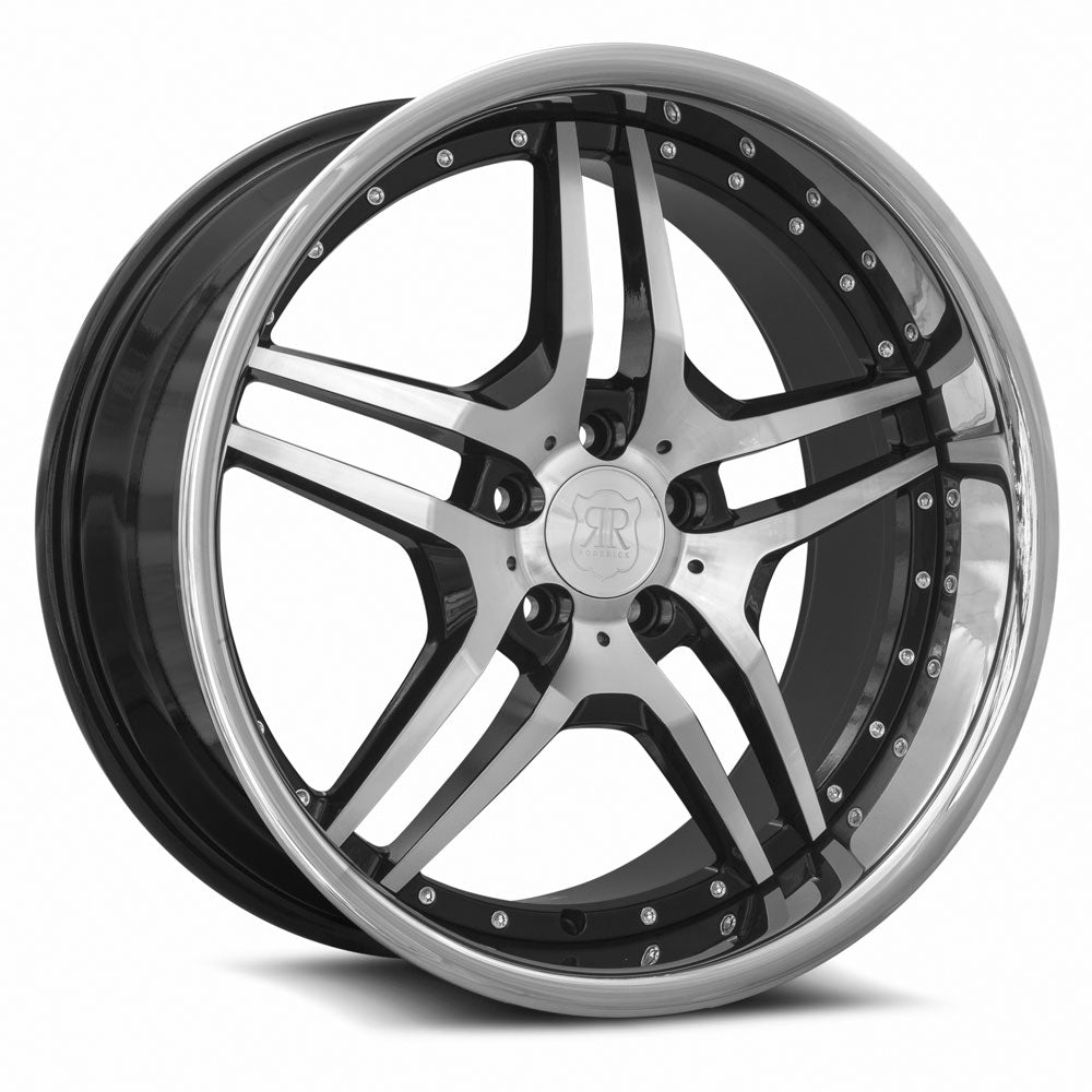 MRR RW2 20x10 35 5x112mm 66.6mm Black w/ Stainless Lip