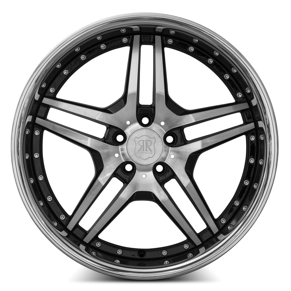 MRR RW2 20x10 35 5x112mm 66.6mm Black w/ Stainless Lip