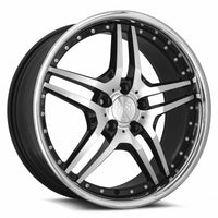 MRR RW2 20x8.5 25 5x112mm 66.6mm Black w/ Stainless Lip