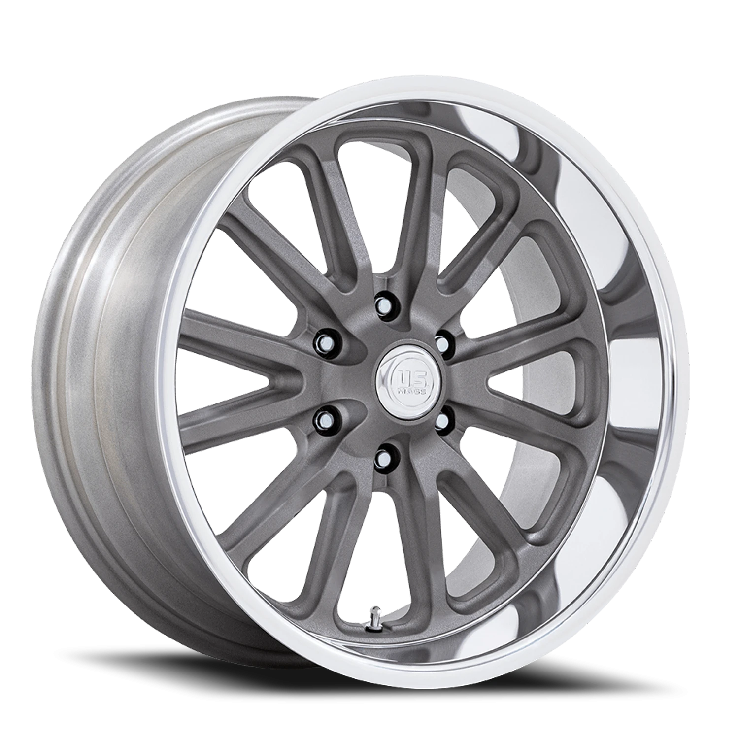 US Mags Rambler 6 20x8" 6x139.7mm 78.1mm CB +1mm Matte Gunmetal Diamond Cut Lip
