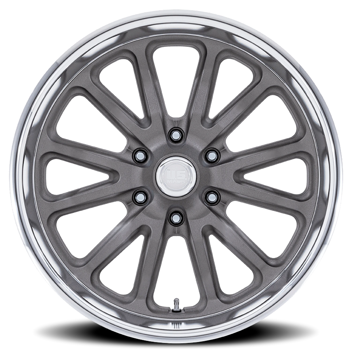 US Mags Rambler 6 20x8" 6x139.7mm 78.1mm CB +1mm Matte Gunmetal Diamond Cut Lip
