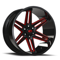 Vision 363 22x10 -19 5x127mm 78.1mm Gloss Black Milled Spokes-Red Tint