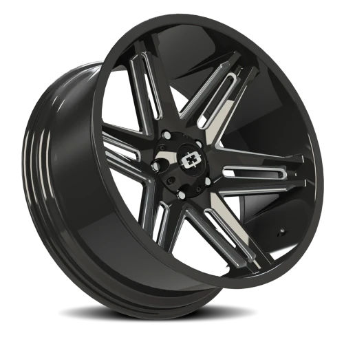 Vision 363 20x10 -25 5x139.7mm 108mm Gloss Black Milled Spokes