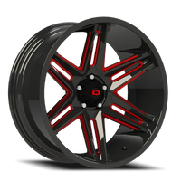 Vision 363 24x12 -51 5x139.7mm 108mm Gloss Black Milled Spokes-Red Tint