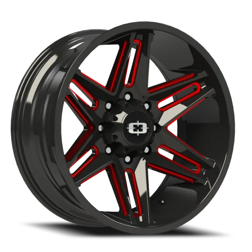 Vision 363 20x12 -51 8x165.1mm 125.2mm Gloss Black Milled Spokes-Red Tint