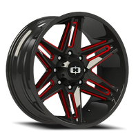 Vision 363 22x12 -51 8x180mm 124.2mm Gloss Black Milled Spokes-Red Tint
