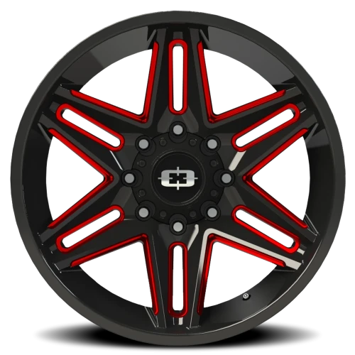 Vision 363 22x10 -19 8x170mm 125.2mm Gloss Black Milled Spokes-Red Tint