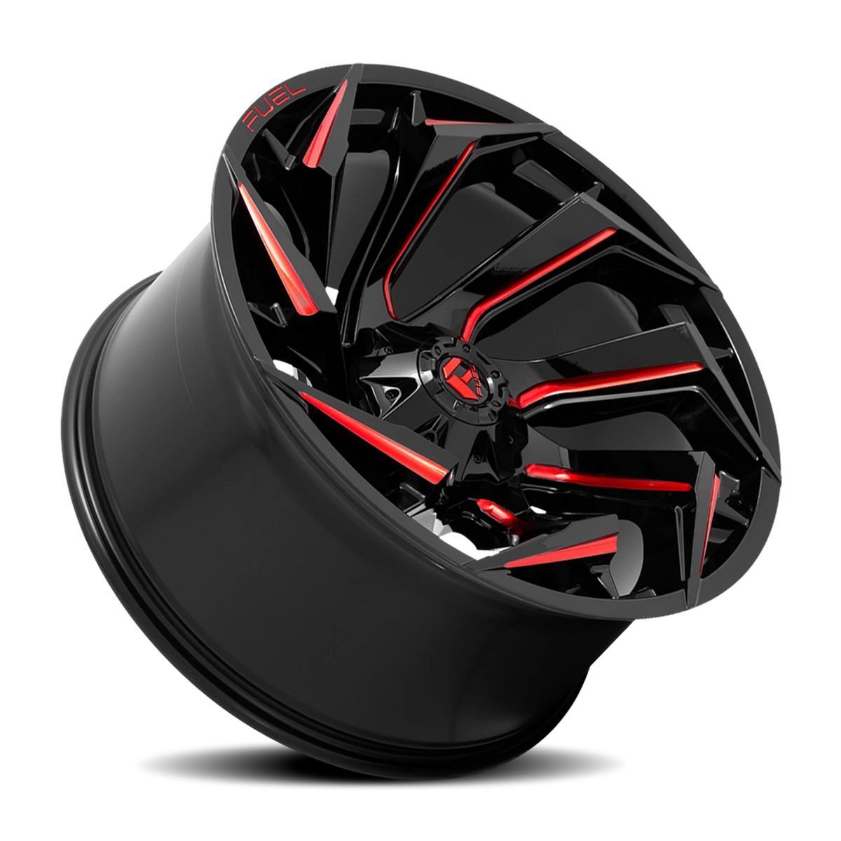 Fuel Reaction 18x9 +1 8x165.1mm 125.1mm Gloss Black Milled-Red Tint