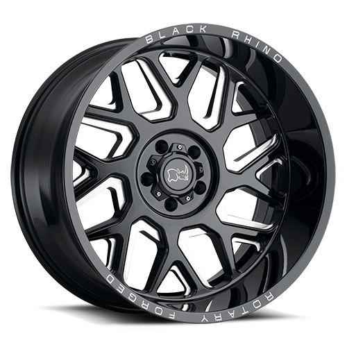 Black Rhino Reaper 20x11.5" 5x127mm 71.6mm CB -44mm Gloss Black Milled Spokes