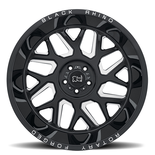 Black Rhino Reaper 20x11.5" 5x127mm 71.6mm CB -44mm Gloss Black Milled Spokes