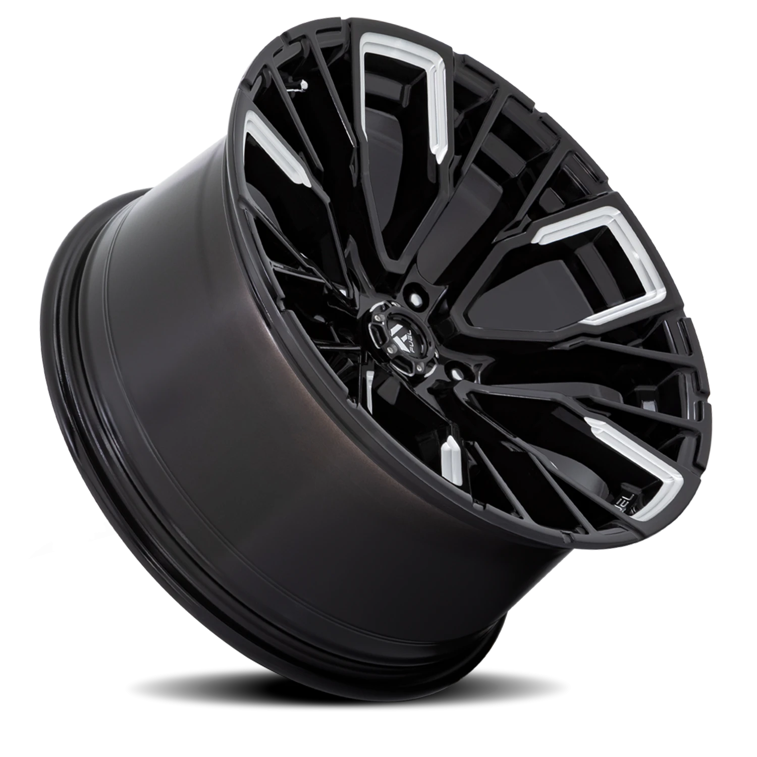Fuel Rebar 5 22x12" 5x127mm 71.5mm CB -44mm Gloss Black Milled