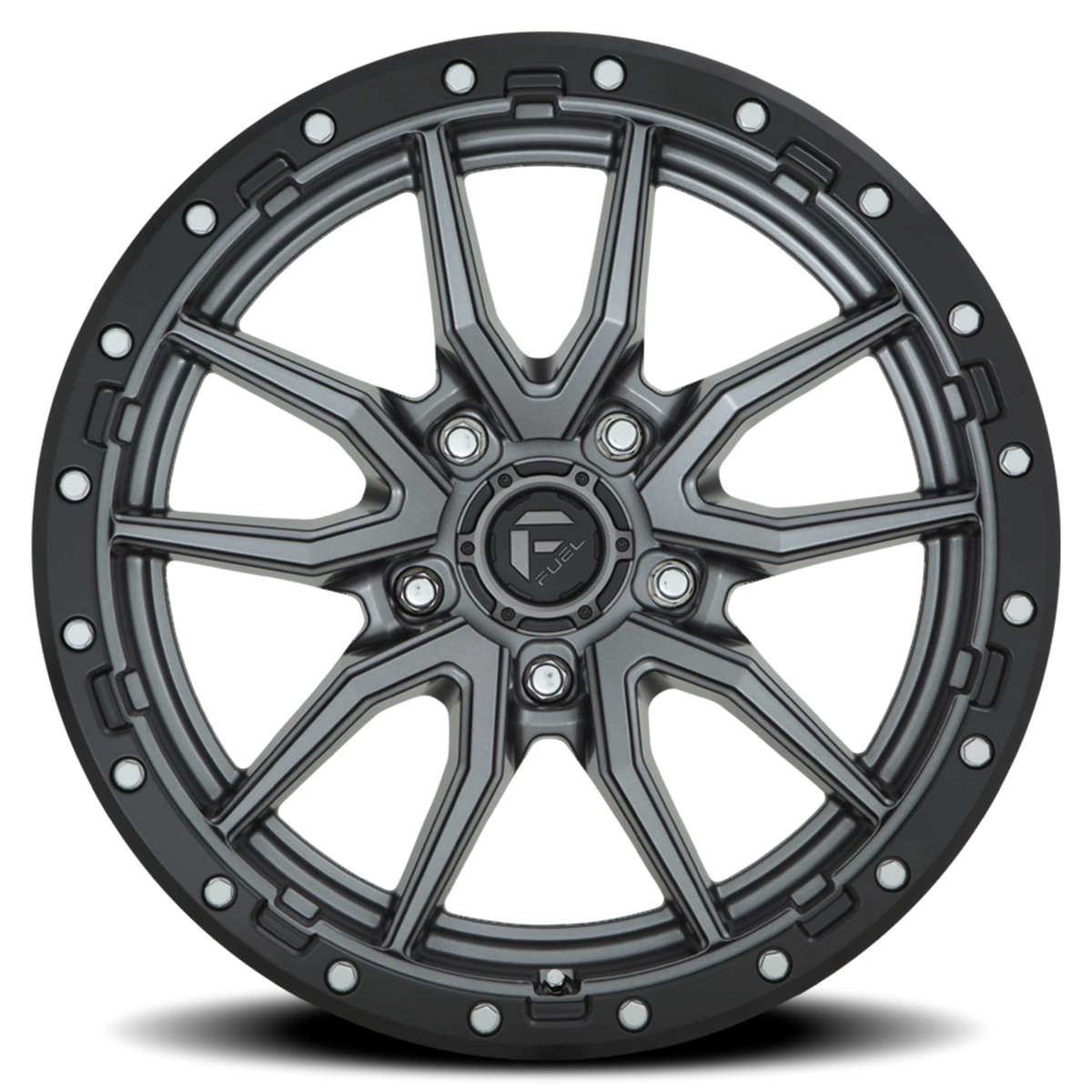 Fuel Rebel 18x9 -12 5x139.7mm 78.1mm Matte Gunmetal Black Bead Ring