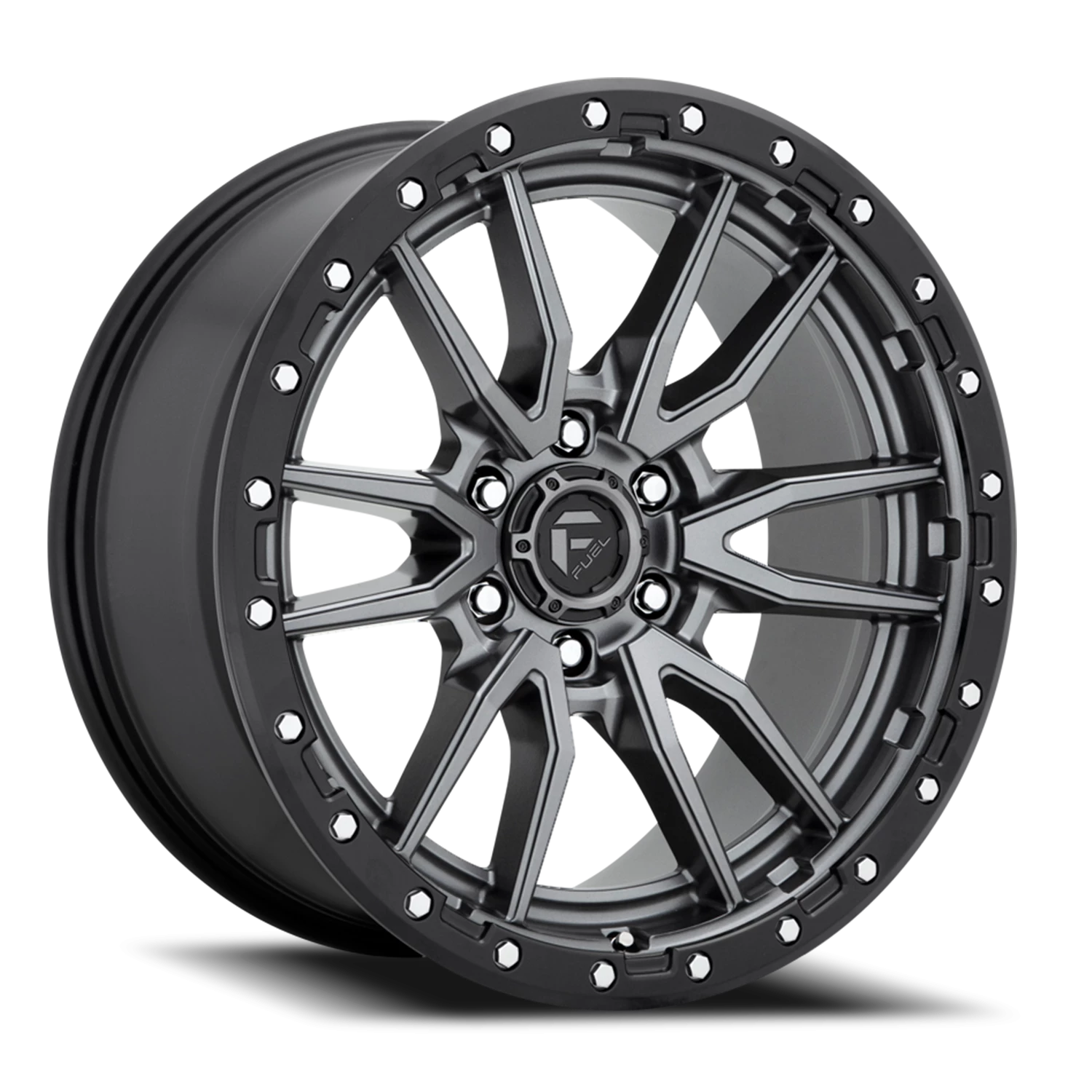 Fuel Rebel 20x9" 6x135mm 87.1mm CB +20mm Matte Gunmetal Black Bead Ring