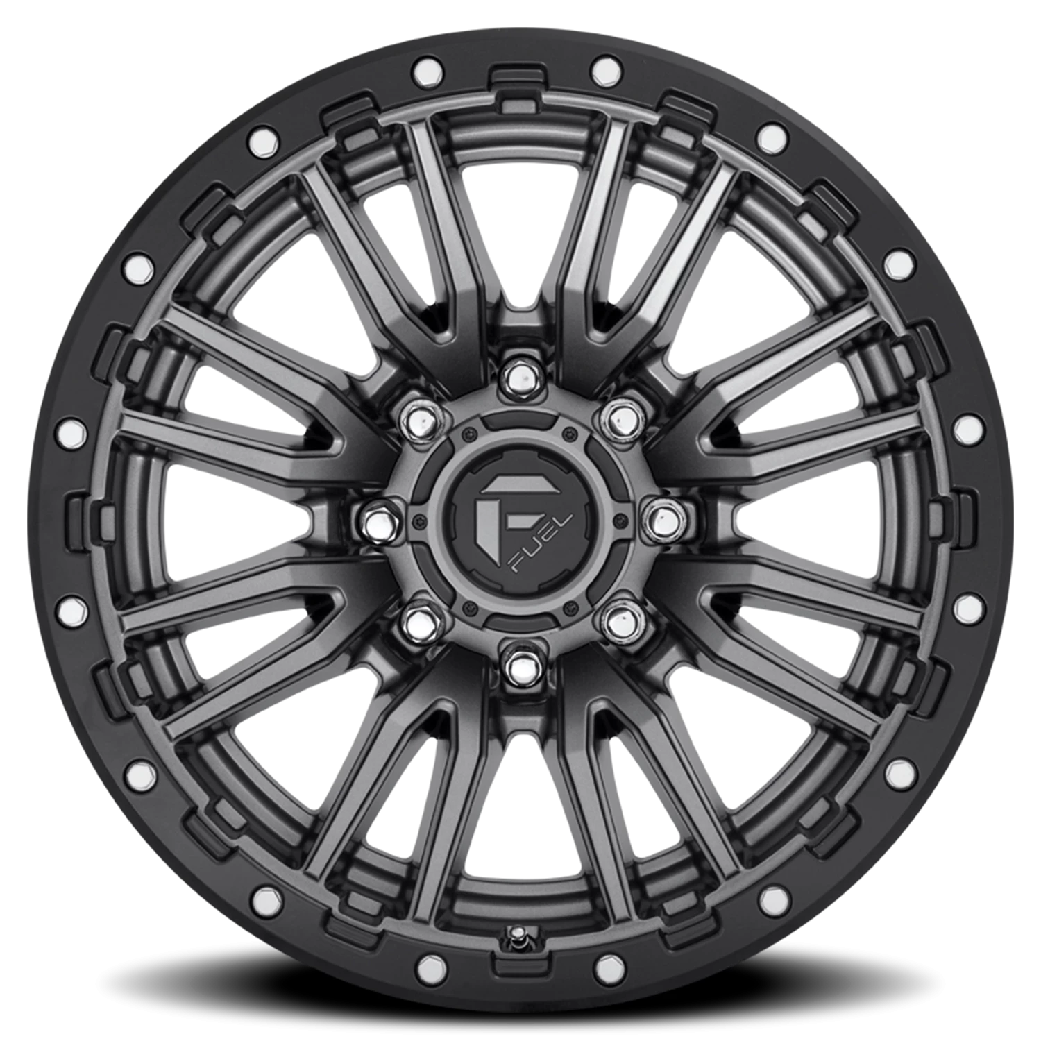 Fuel Rebel 22x10" 8x180mm 124.2mm CB -18mm Matte Gunmetal Black Bead Ring
