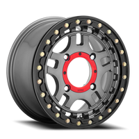 KMC Recon Beadlock UTV 14x7" 4x156mm 132mm CB +38mm Gunmetal Gloss Black Ring