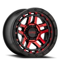 KMC Recon 17x9" 6x139.7mm 106.25mm CB -12mm Gloss Black Machined-Red Tint