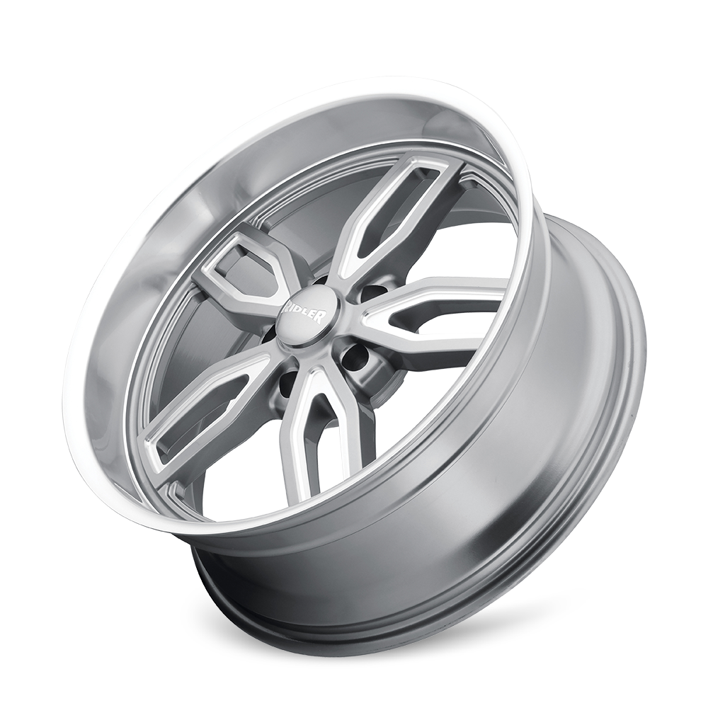 Ridler 608 18x8" 5x120.65mm 72.62mm CB 0mm Grey Milled Spokes-Diamond Lip