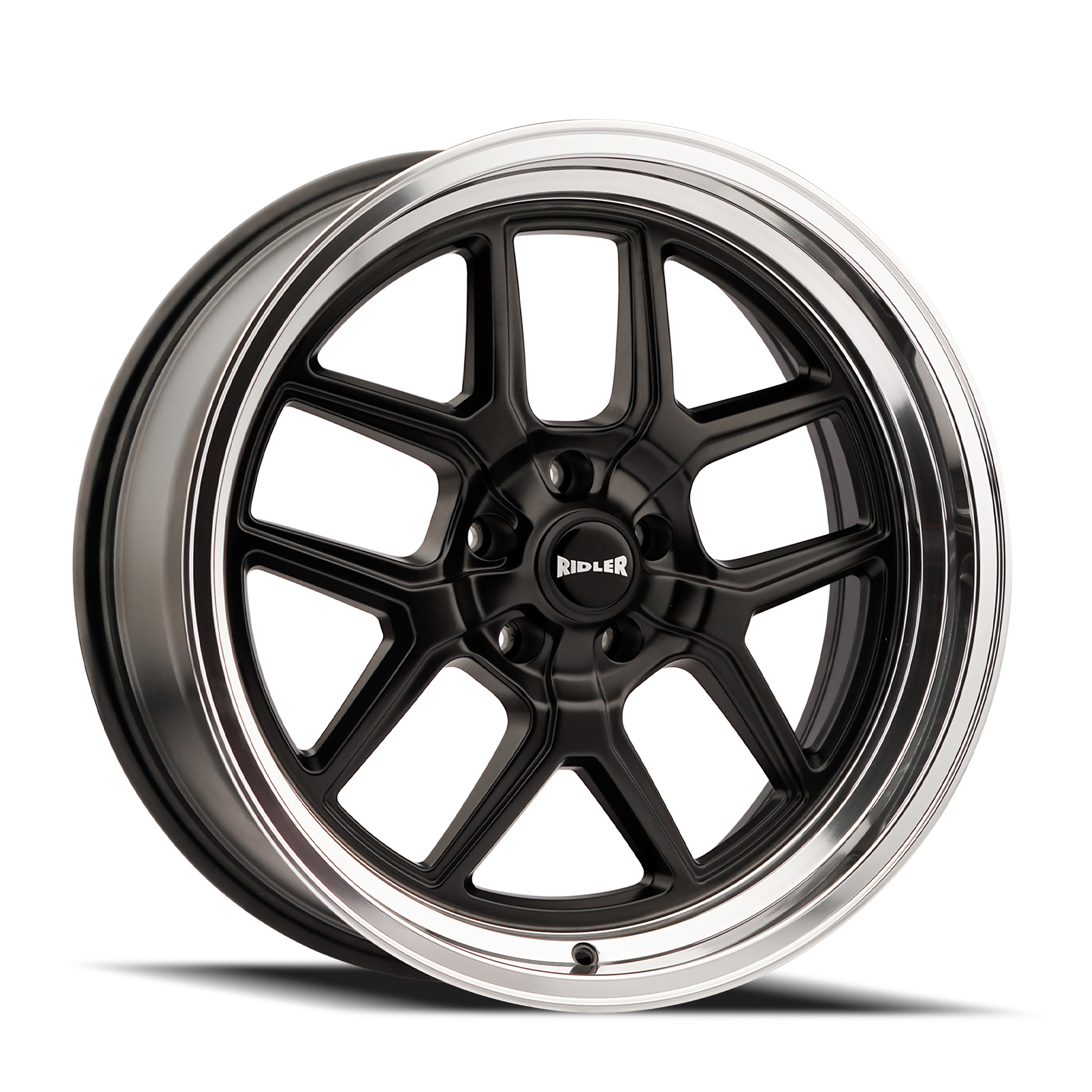 Ridler 610 20x10" 5x114.3mm 83.82mm CB 0mm Matte Black Polished Lip