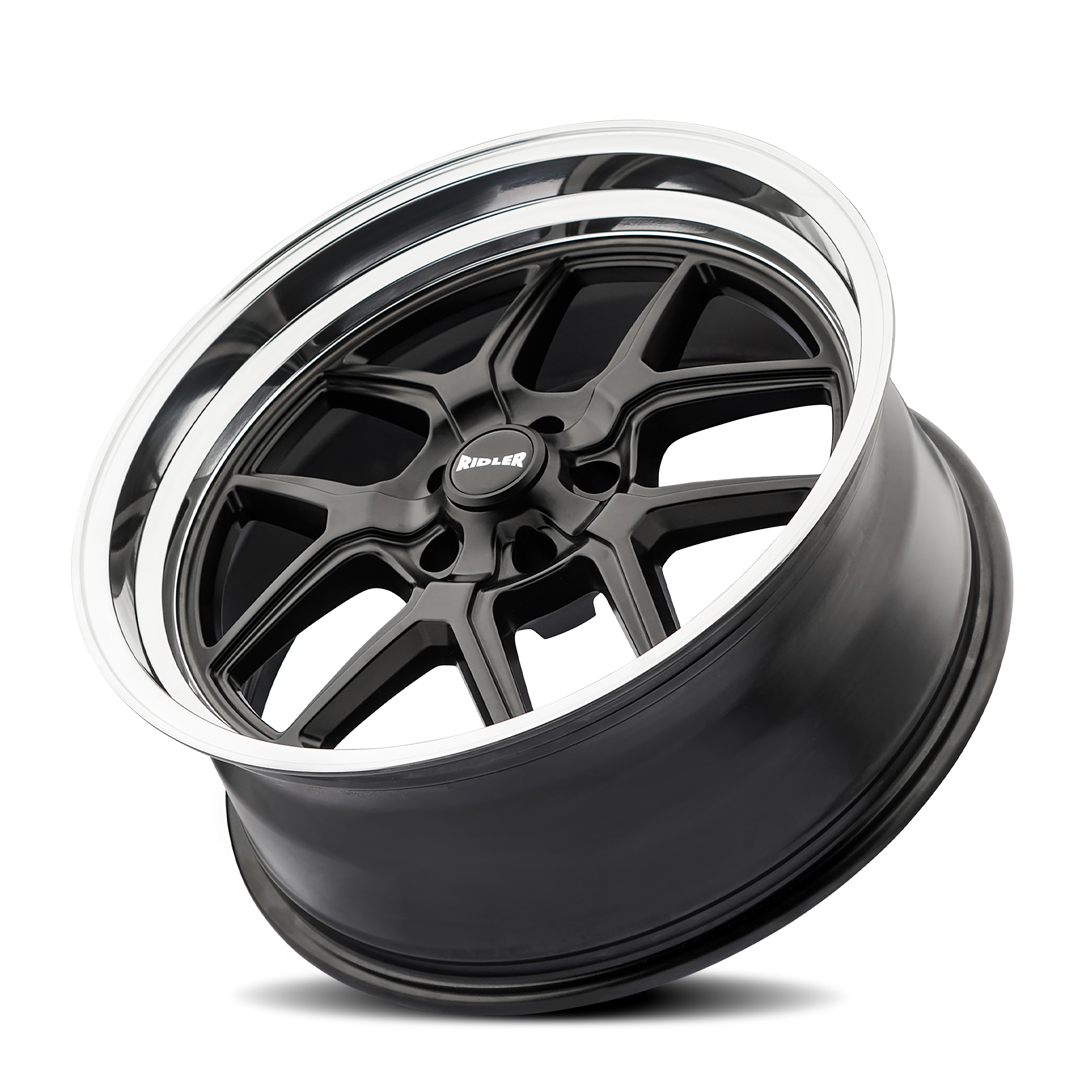 Ridler 610 20x10" 5x114.3mm 83.82mm CB 0mm Matte Black Polished Lip