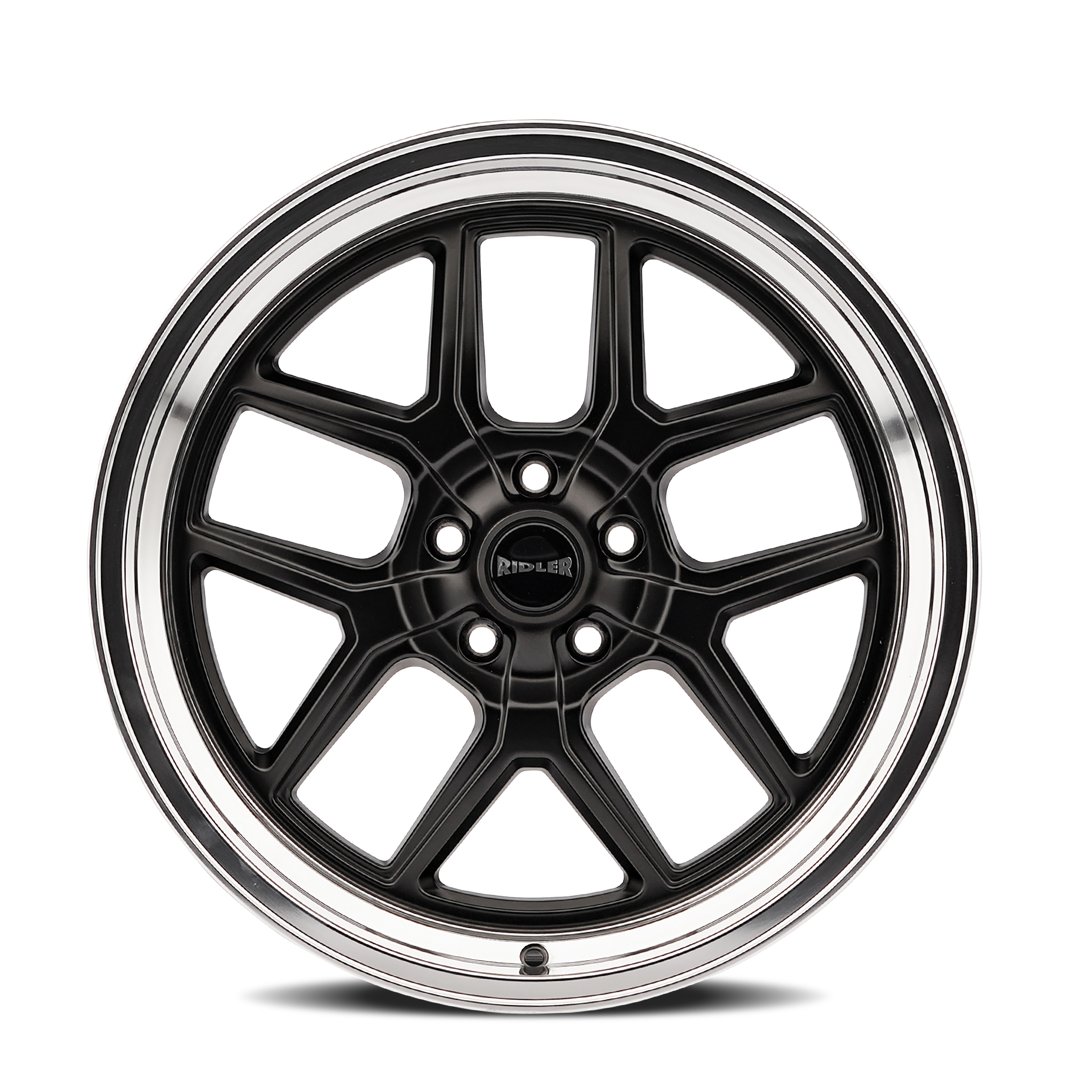 Ridler 610 20x10" 5x114.3mm 83.82mm CB 0mm Matte Black Polished Lip