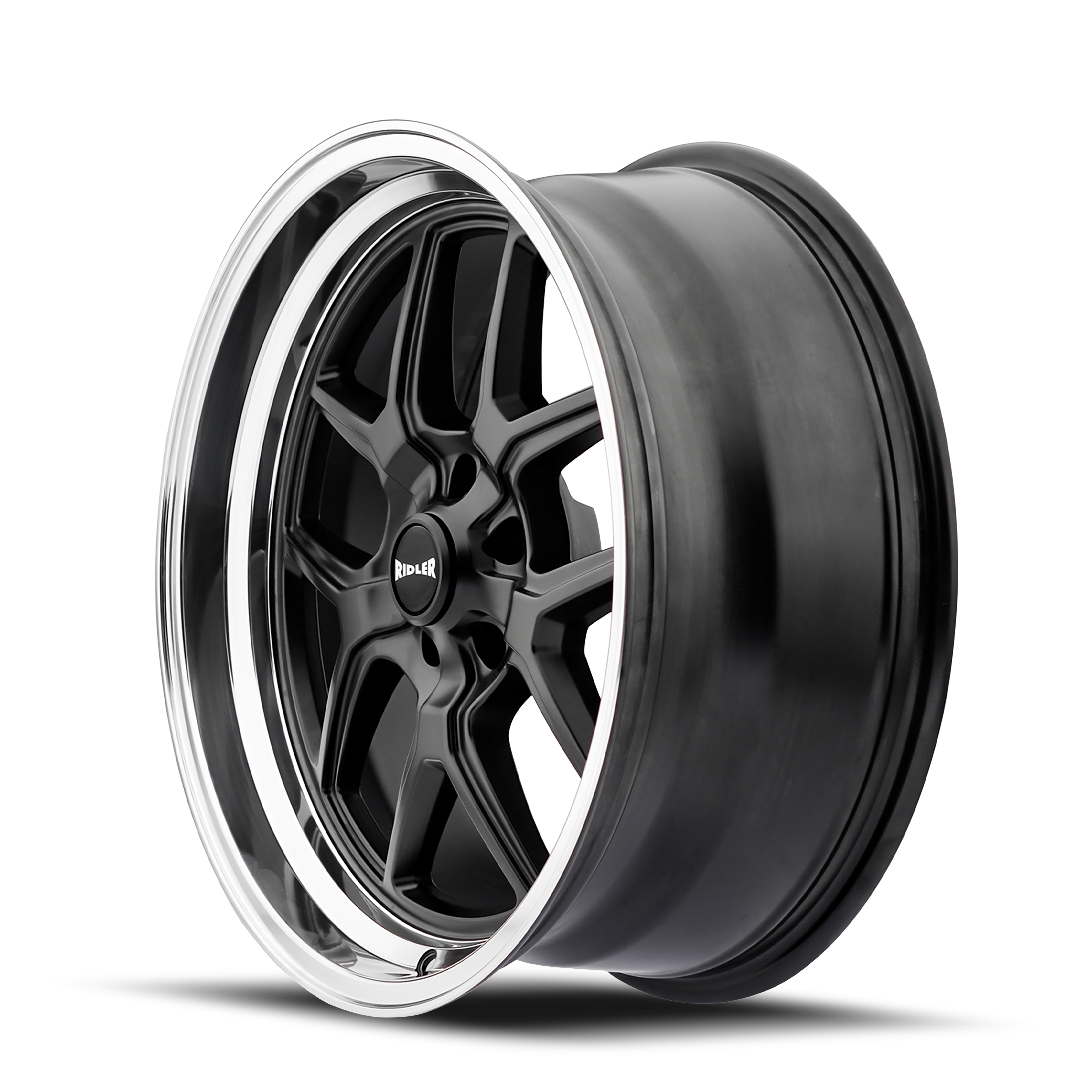 Ridler 610 20x10" 5x114.3mm 83.82mm CB 0mm Matte Black Polished Lip