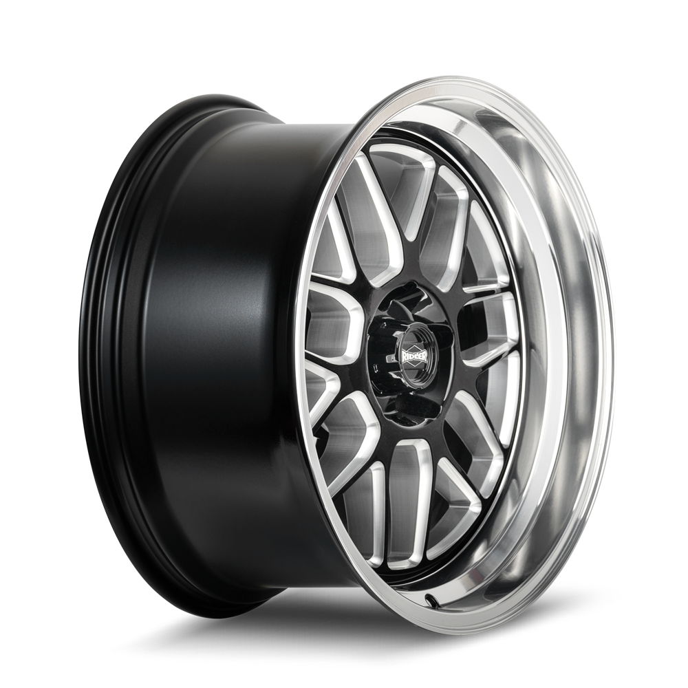 Ridler 611 18x8" 5x114.3mm 83.82mm CB 0mm Gloss Black Milled-Diamond Cut Lip