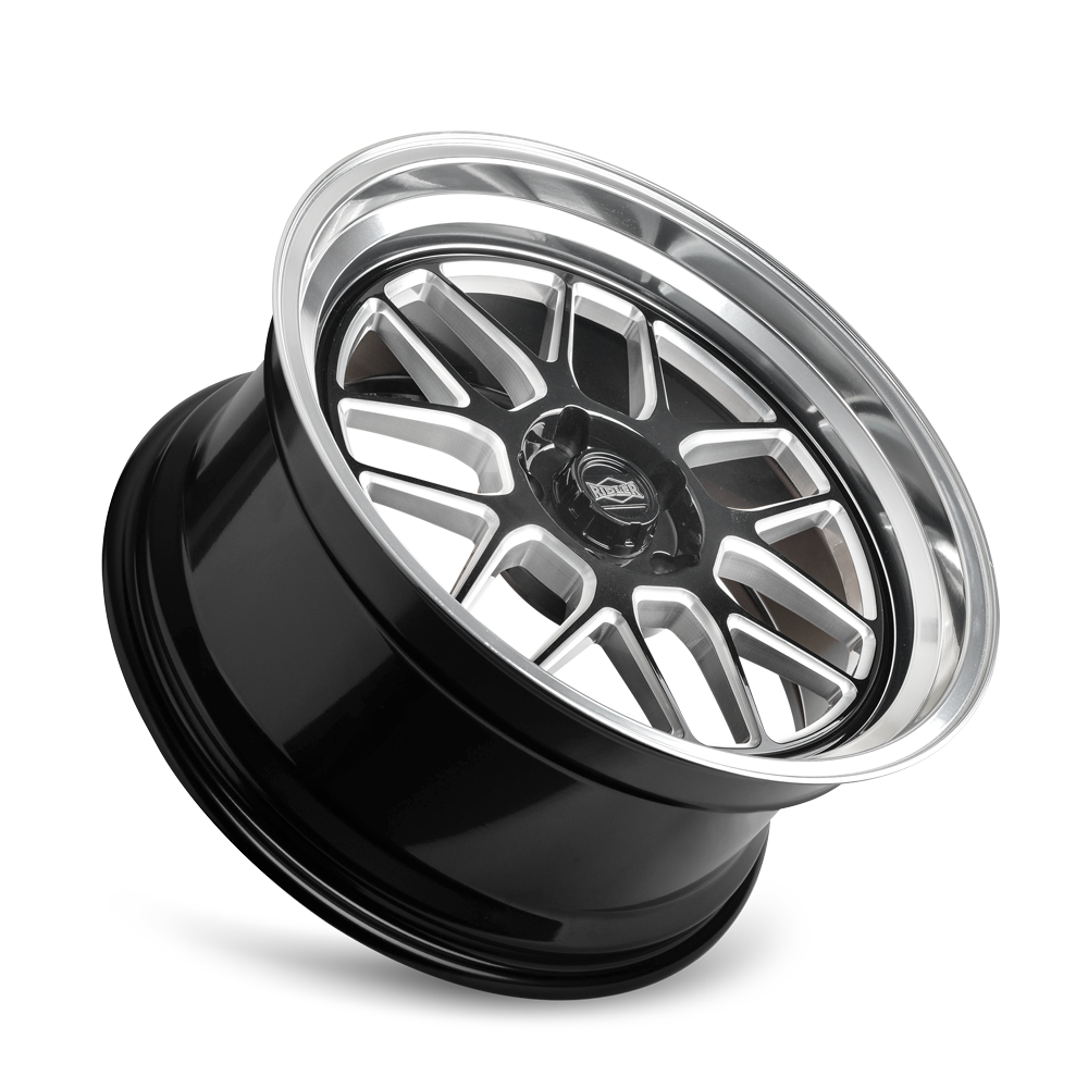 Ridler 611 18x8" 5x114.3mm 83.82mm CB 0mm Gloss Black Milled-Diamond Cut Lip