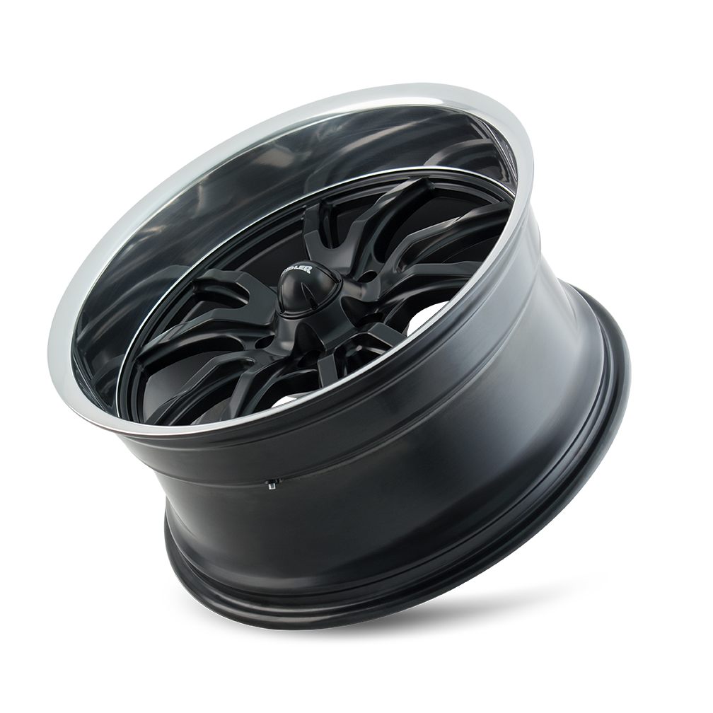 Ridler 650 18x9.5" 5x120.65mm 83.82mm CB 0mm Matte Black Polished Lip