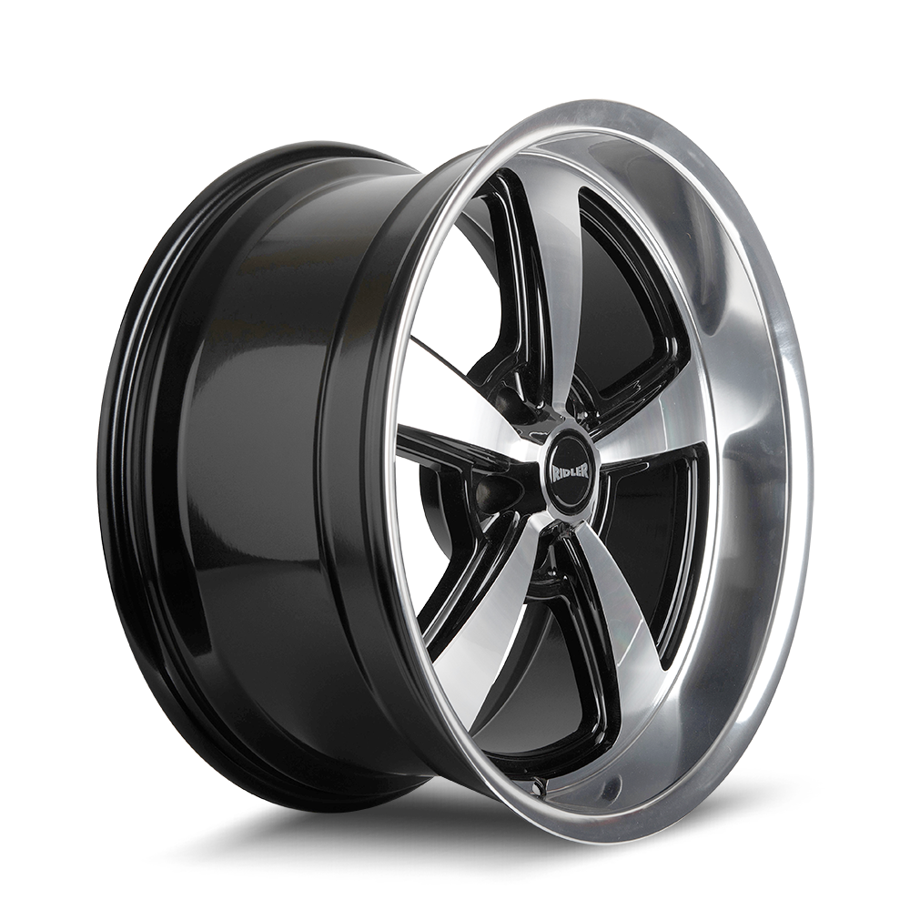 Ridler 652 18x8" 5x139.7mm 108.1mm CB 0mm Gloss Black Diamond Cut Face & Lip