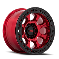 KMC Riot Beadlock 17x9" 6x139.7mm 108mm CB -38mm Candy Red Satin Black Ring