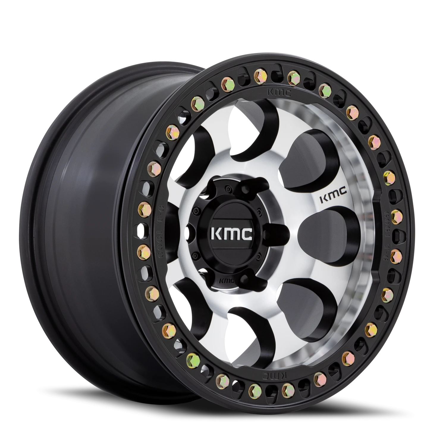KMC Riot Beadlock 17x9" 6x139.7mm 108mm CB -12mm Satin Black Machined Face-Black Windows-Black Ring
